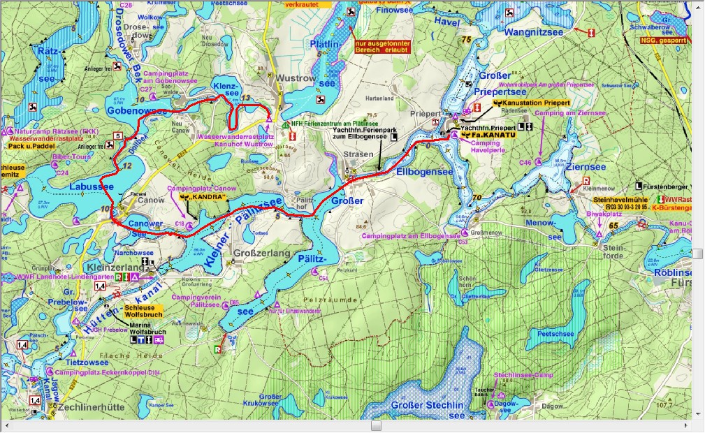 Van Priepert via Strassen en Canow naar Wüstrow