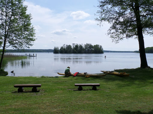 Uitzicht op het Aalscholvereiland vanaf de rustplaats.