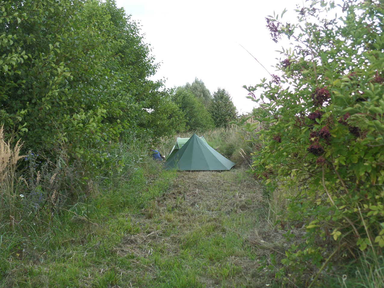 Aan de zuidoever van de Kremmener Rhin bij km-aanduiding 20
